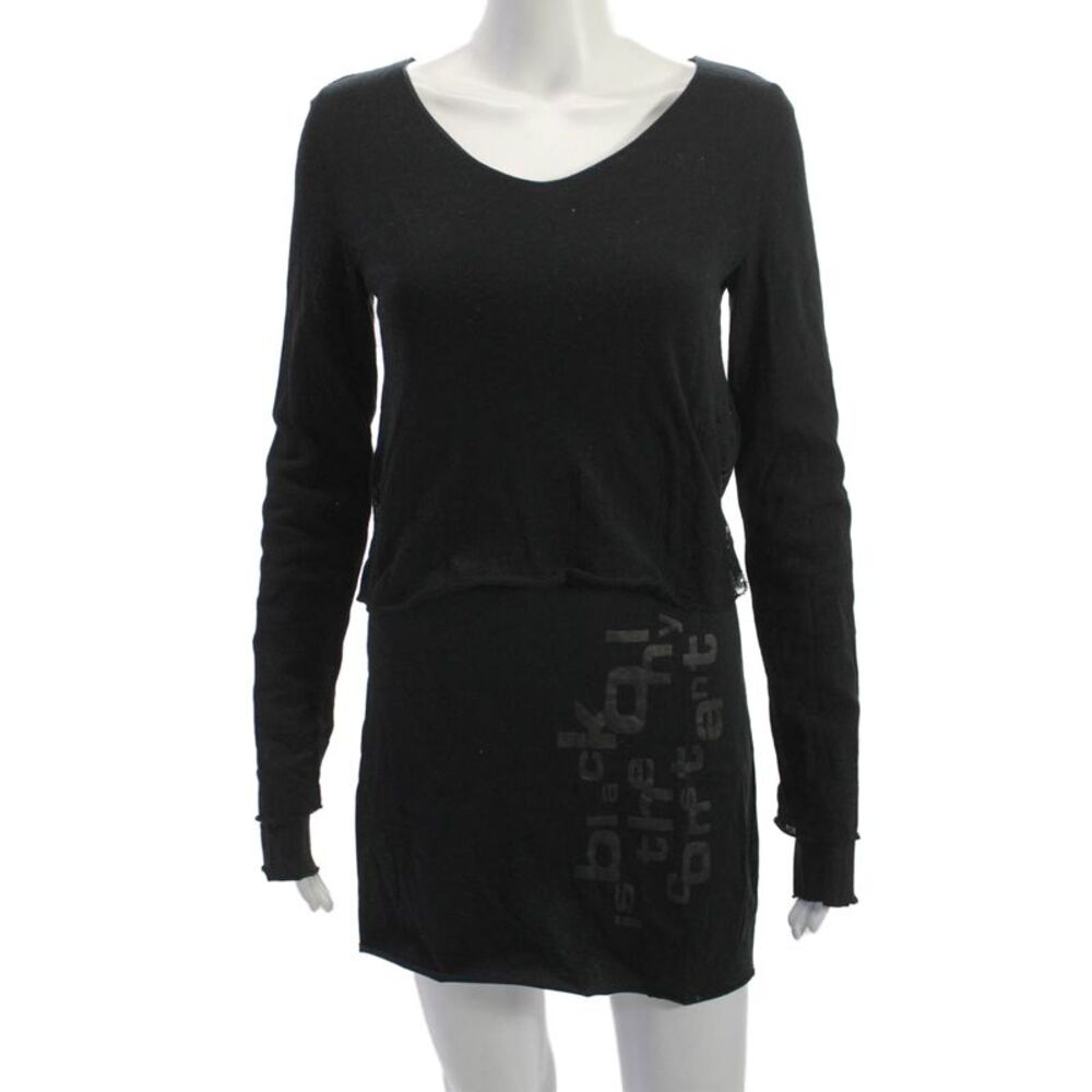 Studio B3 Women Sweater Dress Black V-Neck Long Sleeve Gothic Cotton Size 32